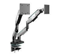 Diablo X-Arm Support d'écran pour 2 écrans RGB Bras réglable Double pour écrans de 17-49 Pouces éclairage LEDVESA 75 x 75 100 x 100 capacité 2 x 20 kg Pince ou œillet de Gestion des câbles Gris-Noir