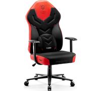 Diablo X-Gamer 2.0 Chaise de jeu Chaise de bureau recouverte de tissu Design ergonomique Coussin lombaire Revêtement Softpad (Noir-Rouge)