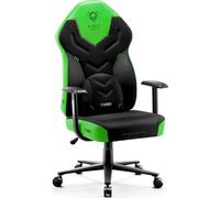 Diablo X-Gamer 2.0 Chaise Gaming Fauteuil de Gamer de Bureau Couverture en Tissu Design Ergonomique Coussin Lombaire Accoudoirs Confortables (Noir-Vert)