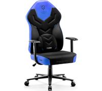 Diablo X-Gamer 2.0 Chaise de jeu Chaise de bureau Revêtement en tissu Design ergonomique Coussin lombaire Revêtement Softpad (Noir-Bleu)