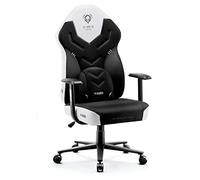 Diablo X-Gamer 2.0 Chaise Gaming Fauteuil de Gamer de Bureau Couverture en Tissu Design Ergonomique Coussin Lombaire Accoudoirs Confortables (Noir-Blanc)