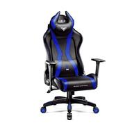 Diablo X-Horn 2.0 Chaise Gaming Fauteuil de Gamer de Bureau Accoudoirs 3D Skaï Oreiller Cousin Lombaire (Noir-Bleu, L)