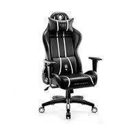 Diablo X-One 2.0 Chaise De Gaming Gamer Fauteuil Siege De Bureau Accoudoirs Réglables Design Ergonomique Cou/Coussin Lombaire Noir-Blanc Normal (L)