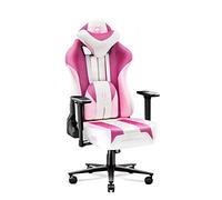 Diablo X-Player Chaise de Gaming - Chaise de Bureau - Tissu 3D - avec accoudoirs - Design Ergonomique - Coussin Lombaire - Marshmallow Pink Normal (L)