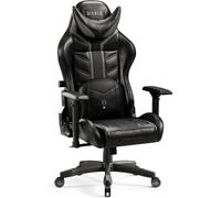 Diablo X-Ray Chaise Gaming Fauteuil de Gamer de Bureau Accoudoirs 4D Skaï Perforation Oreiller Cousin Lombaire (Noir-Gris, L)