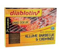 Diablotin Allume Barbecue Cheminée en Bois compressé - Boite de 24 allumeurs
