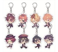 Diabolik Lovers Porte-clés Anime Figurine Ririe Sakamaki Reiji Acrylique Pendentif Porte-clés Sac Pendentif Décoratif Anime Cosplay Party Accessories 8Pcs