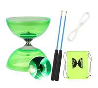 Diabolo avec Roulement à Billes - Kit de Jonglerie Triple Roulement avec Clignotant et Corde de Rechange de 10 m - Barre Professionnelle - Sac de Rangement - Vert