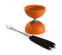 Diabolo en caoutchouc eureka avec bâtonnets en aluminium - orange