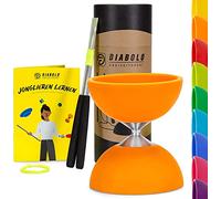 Diabolo Freizeitsport - Diabolo Set de Jonglage Basic - Orange- Baguettes en Aluminium - Ficelle de Remplacement Supplementaire - Guide inclu - Idéal pour Enfants et Débutants