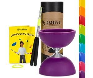 Diabolo Freizeitsport - Diabolo Set de Jonglage Basic - Violet - Baguettes en Aluminium - Ficelle de Remplacement Supplementaire - Guide inclu - Idéal pour Enfants et Débutants