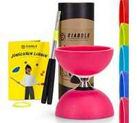 Diabolo Freizeitsport - Diabolo Set de Jonglage Pro -Roulement à Billes -Bleu- Baguettes en Aluminium - Ficelle de Remplacement Supplementaire (160cm) - Guide inclu - Emballage idéal pour Cadeaux
