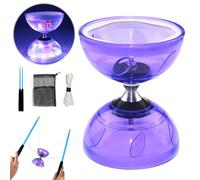 Diabolo LED avec roulement à billes, 4,5 mm DiaBolo avec roulement à billes, jouet de jonglage Diablo avec balles de jonglage, kit de jonglage Diabolo pour adultes, débutants professionnels (violet)