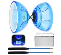 Diabolo LED avec roulement à billes, 4,5 mm - Kit de jonglage diabolo lumineux dans l'obscurité pour enfants et adultes - Yoyo professionnel, balles de jonglage, jouet de cirque (bleu)