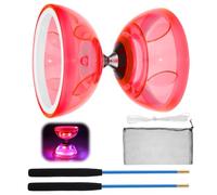 Diabolo LED avec roulement à billes, 4,5 mm - Kit de jonglage diabolo lumineux dans l'obscurité pour enfants et adultes - Yoyo professionnel, balles de jonglage, jouet de cirque (rouge)