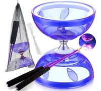 Diabolo LED avec roulement à billes - Kit diabolo - Glow in the Dark - 4 couleurs de lumière - Pour enfants, adultes, débutants, professionnels, cirque, jonglerie (violet)