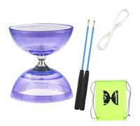 Diabolo professionnel à triple roulement, corde de rechange 10 m, sac de transport en maille, kit de jonglage à roulements à billes, violet