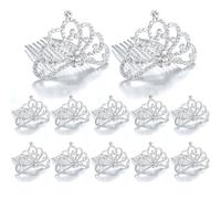 Diadème 12 pièces pour petites filles, 2, 8x1, 8 pouces, mini couronnes élégantes en strass avec peigne, accessoires de cheveux étincelants pour anniversaire, danse et concours de beauté, décorations