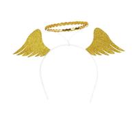 DIADÈME ANGE AURÉOLE AILES MÉTAL OR FEMME