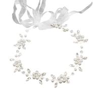 Diadème | Coiffe de fille de fleur, bandeau perles élégant avec ruban, accessoire cheveux fille fleur en argent pour anniversaire, fête, première communion, mariage