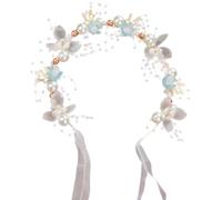Diadème de demoiselle d'honneur - Élégante couronne de fleurs avec perles faites à la main - Portable et réglable - Bandeau multifonction pour jeux de rôle, fêtes, mariages