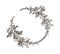 Diadème de fleurs pour mariée Bandeau de mariée fait à la main, feuille d'argent, perle, strass, Floral, Vintage, accessoires for cheveux mariage, diadème coiffure fête