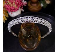 Diadème de mariage avec perles et strass pour femme - Plaqué platine - Blanc