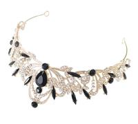 Diadème de Mariage Noir Orné de Cristaux, Accessoire de Coiffure Mariage | Léger, Style Élégant Classique, Pinces aux Deux Extrémités, pour Chignon Relevé