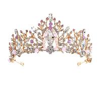 Diadème de mariée en diamant, couronne de luxe, diadème de mariage pour femmes, strass rose, couvre-chef de princesse