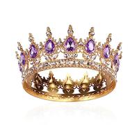 Diadème de mariée rond en cristal pour fille et femme - Couronne baroque - Strass scintillants - Costume de princesse - Mariage - Anniversaire - Pageant Party - Décoration de gâteau de carnaval, 5.5