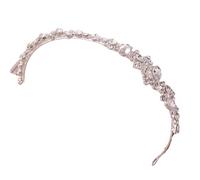 Diadème de mariée tendance en argent - Couronne en strass pour mariage style princesse, taille unique, Bois d'agar, Pas de gemme