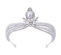 diadème de perles Tiare Diadème en coiffe de couronne pour banquet bijoux robe de soirée décor de mariée couronnes pour femmes d'imitation argent