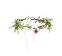 Diadème de princesse elfe, bijoux de tête for femmes, 1 pièce, coiffe de fée, couronne de fleurs, cristaux floraux, coiffe de fête, accessoires de costume, accessoire de cosplay(Red)