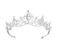 Diadème de princesse en cristaux pour femme, pour carnaval, anniversaire, fête, bal de fin d'année, pour femmes et filles, argenté, M, Alliages, Pas de gemme