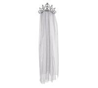Boland 72126 - Serre-tête de mariée zombie avec voile et couronne en argent, costume, carnaval, fête à thème, Halloween