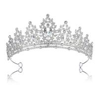 Diadème de princesse pour femme - Diadème en strass et cristal - Diadème de mariage - Pour anniversaire, mariage, bal de fin d'année, représentations sur scène, 20 × 17 × 5,5 cm, Alliage de zinc +