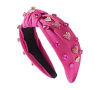 Diadème de Saint Valentin - Bandeau noué pour femme - Bandeau large noué - Serre-tête avec strass pour femme - Accessoires de cheveux pour la Saint-Valentin