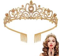 Diadème en cristal avec peigne en strass argenté - Diadème de mariage - Couronne en strass pour anniversaire, mariage, bal de fin d'année, fête de princesse, brauner Kamm, Gemme, Cristal