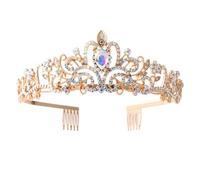 Diadème en cristal brillant avec couronnes de reine, coiffe de mariage, strass dorés, diadèmes baroques pour bal et fête d'anniversaire, taille unique, Comme décrit, Comme décrit