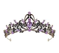 Diadème en Cristaux Pourpre, Bandeau de Mariée, Alliage de Zinc | Couronnes D'anniversaire, Couronnes pour Femmes, Épingle aux Deux Extrémités, Style Classique, Anti-rouille Couleur Aléatoire