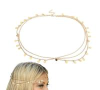 Diadème en Or Doré - Coiffure À Paillettes Pour Festival De Mode,Chaîne De Costume En Or Pour La Tête,Pour Mariage Bal Événement Séance Photo Célébration Danse Du Ventre Noces
