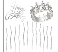 Diadème Rond pour Fille,Deco Gateau Anniversaire,12pcs Bougies Spirales pour Gâteau,Bougies d'anniversaire Argentées,Idéal pour Anniversaire,Mariage,Fête,Décoration Cupcake