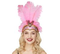 Diadème Samba Serre Tête Plumes et Paillettes Coiffe pour Costume de Mascarade Cosplay Costume pour Danseuse Brésilienne Costume Déguisement Accessoire Soirée à Thème (Rose)