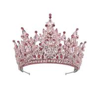 Diadèmes Faits À La Main En Cristal, Diadème De Mariage, Couronne Mariée For Femmes, Concours Facile à Porter(Pink)