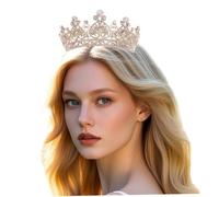 Diadèmes pour femmes diadème rond complet de style européen doré avec strass couronne exquise et magnifique pour mariage fête d'anniversaire cosplay cadeau