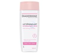 Diadermine - Lait Démaquillant Visage, Yeux et Lèvres - Hydratant - PH5 - Peaux Sèches et Sensibles - Hydrate et Apaise - Nettoyant - 96% d'ingrédients d'origine naturelle - Flacon de 200 ml