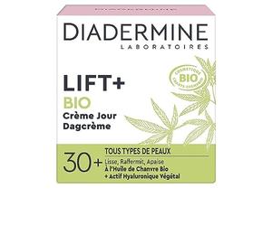 Diadermine - Lift+ Bio - Crème Visage Anti-Âge Jour - Lisse, Raffermit et Apaise - 99% d'ingrédients d'origine naturelle - Soin du Visage - Soin Anti-Age - Certifié BIO - Pot de 50 ml