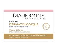 Diadermine - Savon dermatologique aux extraits hydratants d'amande douce et avocat - Visage et Corps - Nettoie et protège la peau du dessèchement - La boîte de 100g