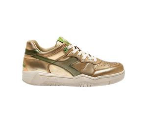 Diadora - Baskets Dorée en Cuir Laminé - Femme - Chaussures - Jaune - Taille: 37 EU