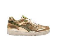 Diadora - Baskets Dorée en Cuir Laminé - Femme - Chaussures - Jaune - Taille: 38 EU